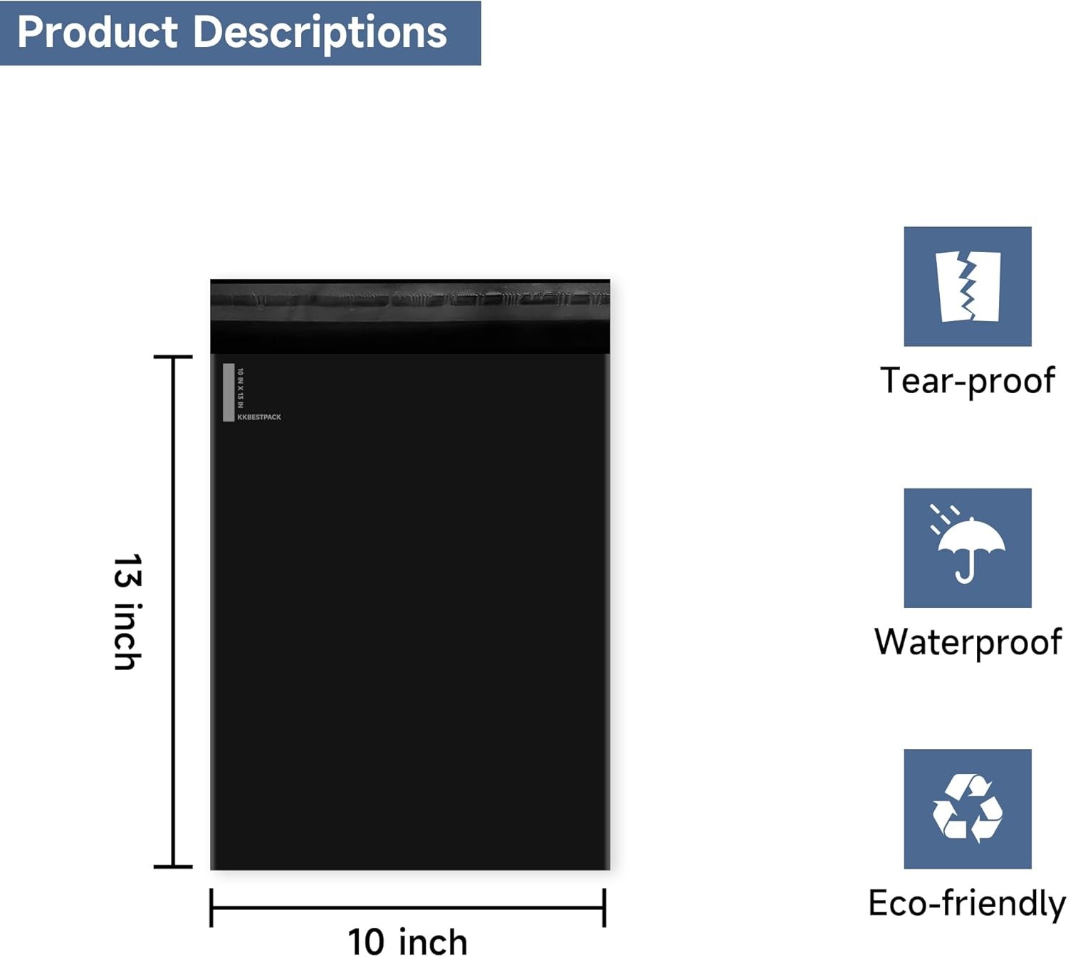 100 Large Poly Mailers 10×13 Shipping Bags for Small Business–Self Sealing Pack
