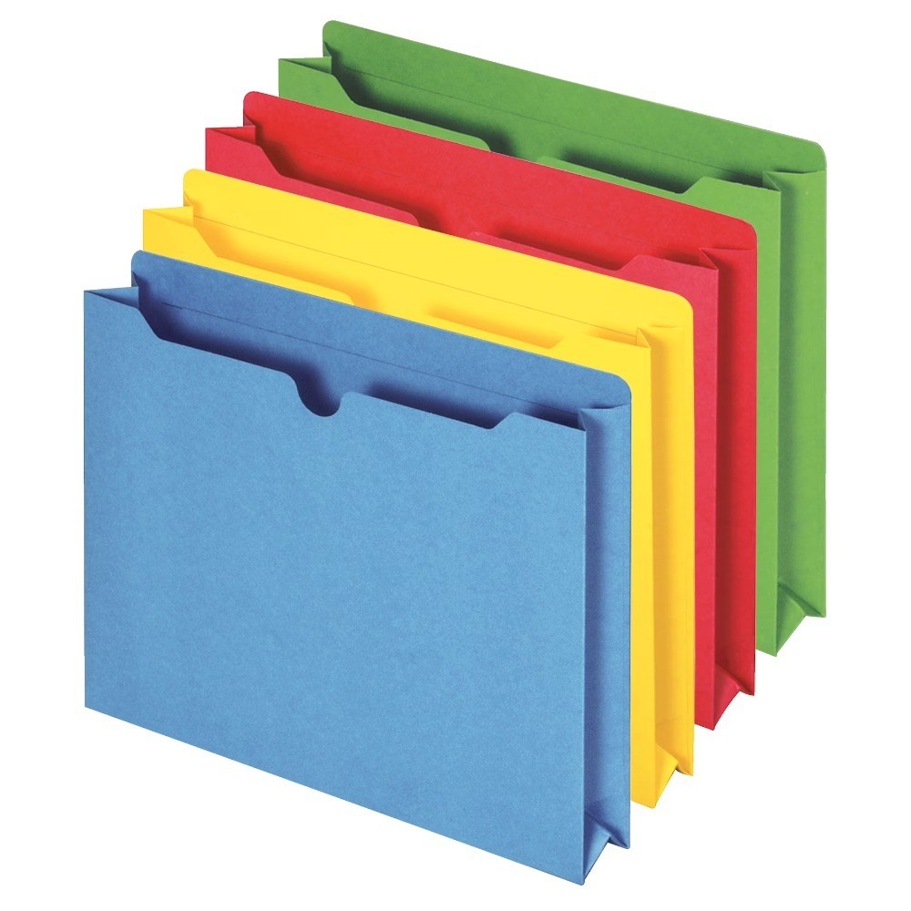 Reinforced 2″ Expansion File Jackets, Letter, 10 per Pack, Assorted Colors