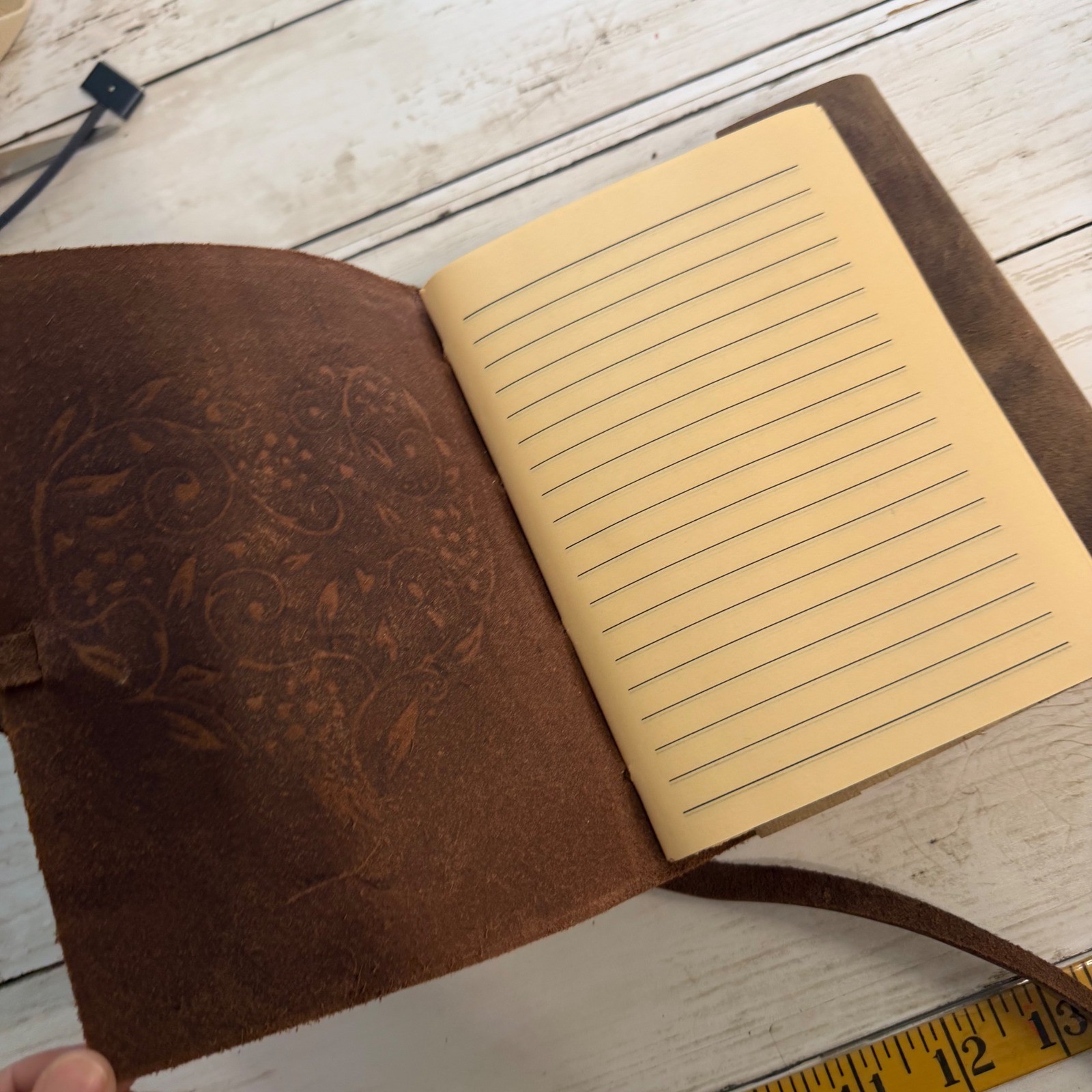 Moonster Leather Journal Unisex 5×7 Brown Heart Embossed Refillable Notebook