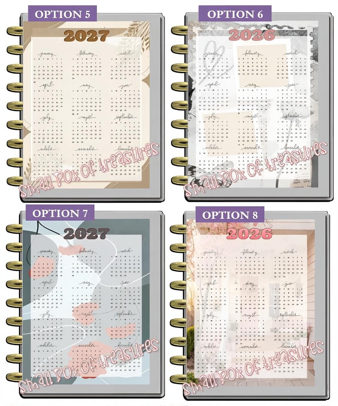Yearly Calendar 2024-25 Two Sided Dashboard Insert for use with Happy Planner-