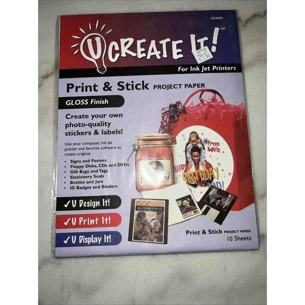 2004 U Create It Ink Jet Printers Greeting Cards/Print & Stick Project Paper New