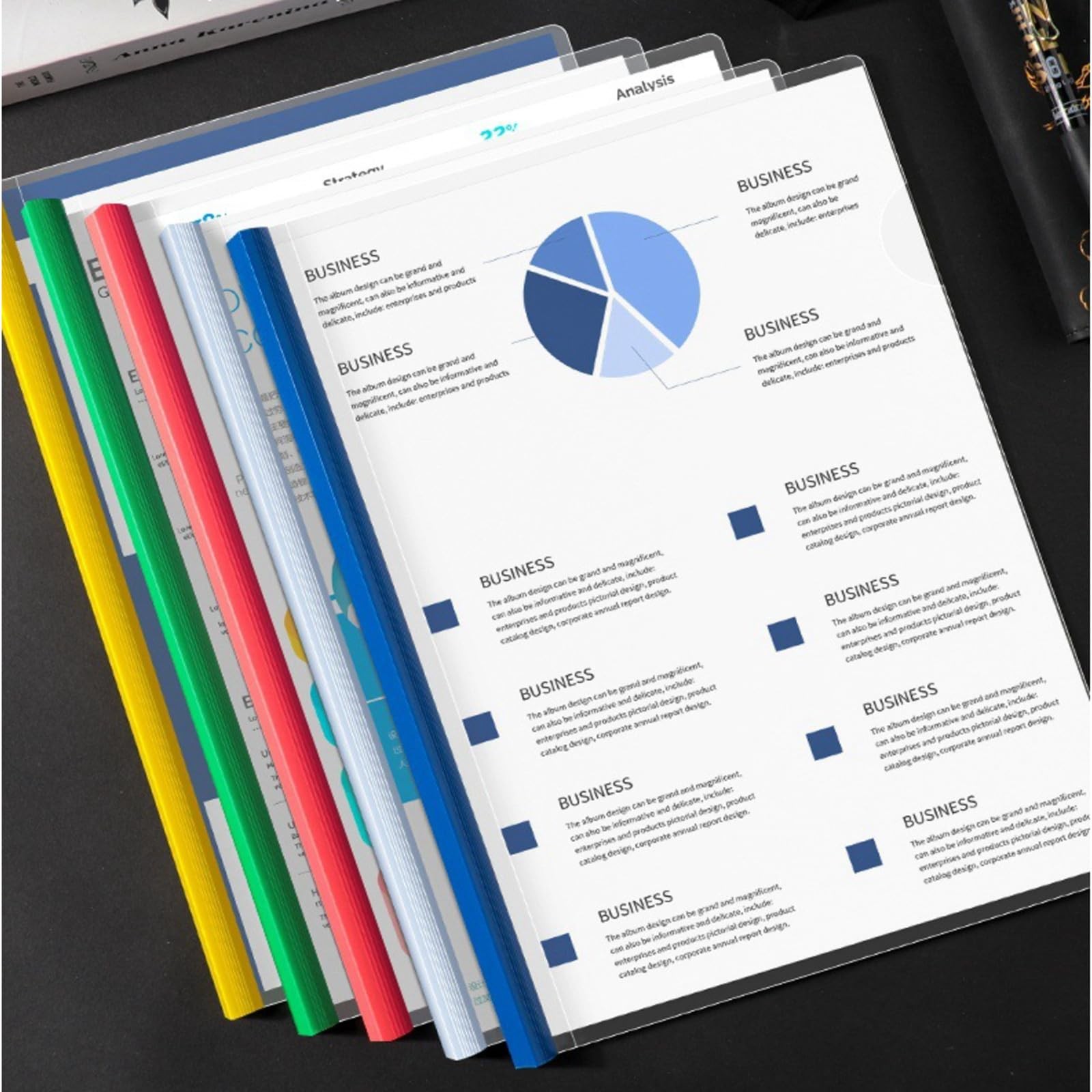 JOERSH 10Pcs Clear Report Covers 10 Pack, Blue, Red, Yellow, Green, White