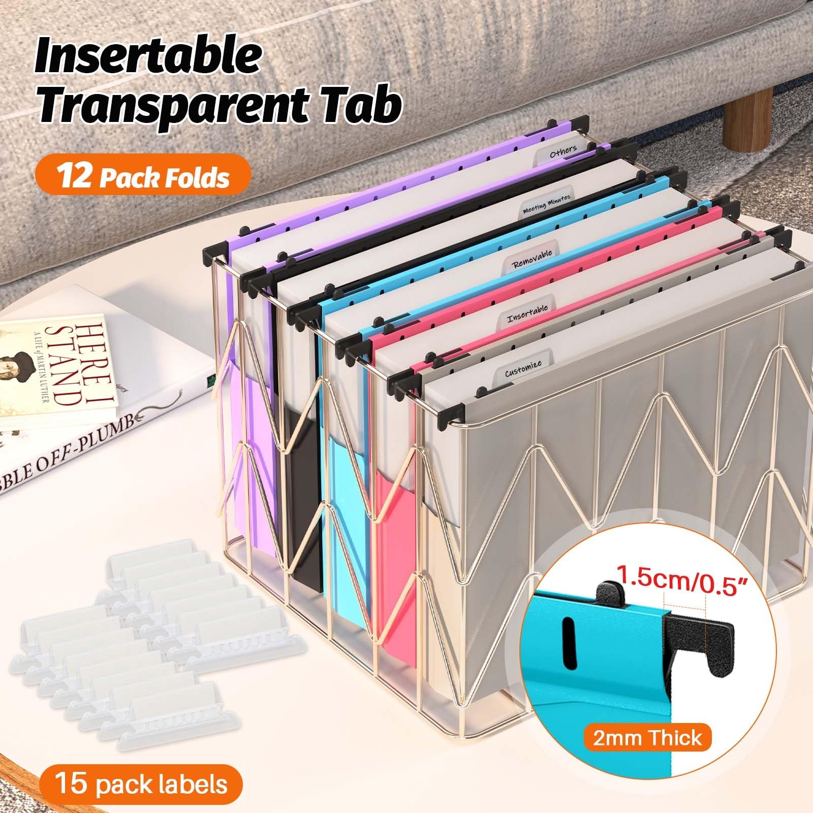 Extra Capacity Plastic Hanging ‎Letter Size, 8.5 x 11inch, Assorted Colors