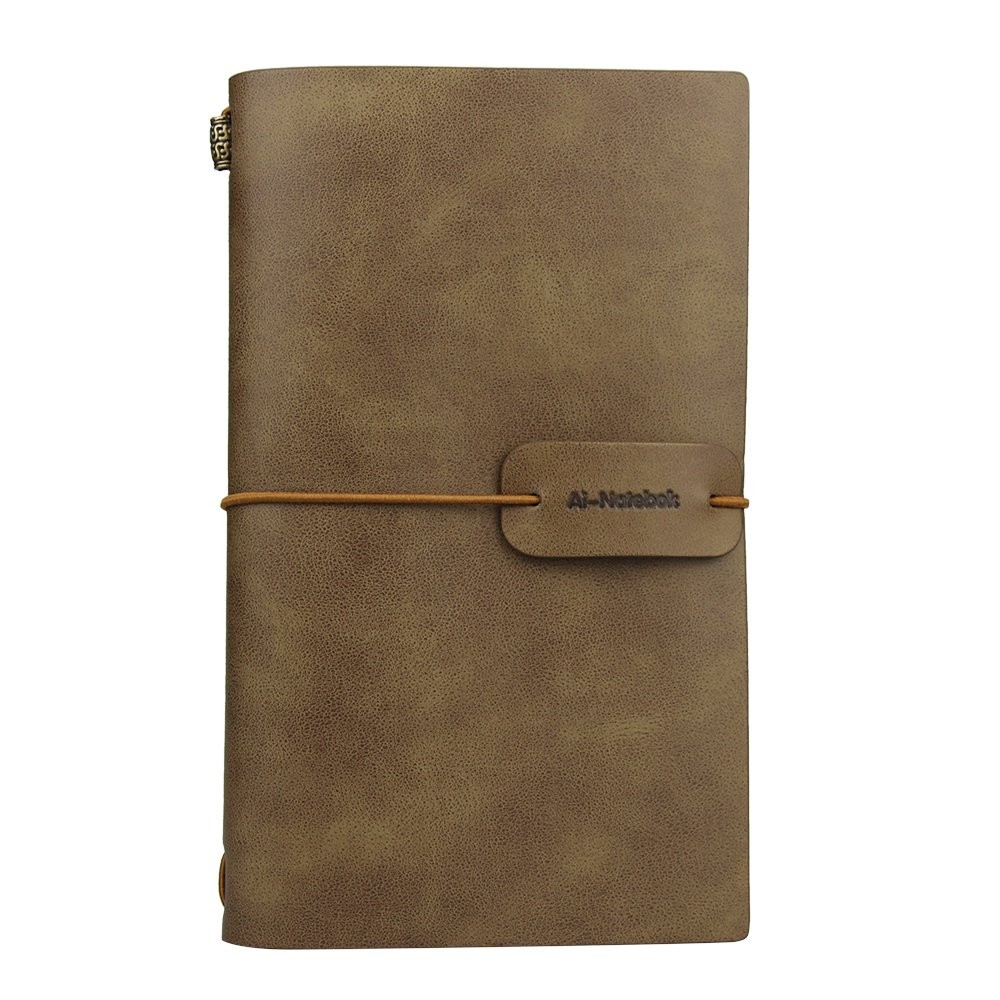 ai-natebok Travel Journal Notebook Vintage Retro 1 Pack, White Coffee