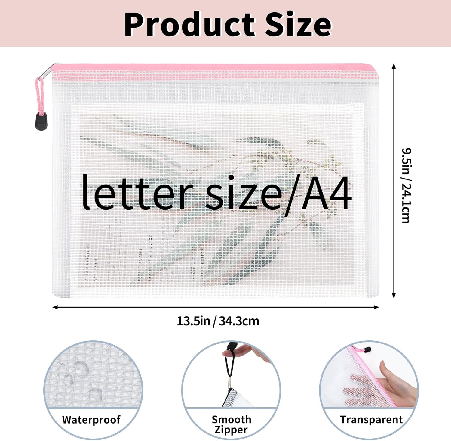 EOOUT 72Pcs Mesh Zipper Pouch, A4 Size, 12 Colors Zipper Bags for Organizing