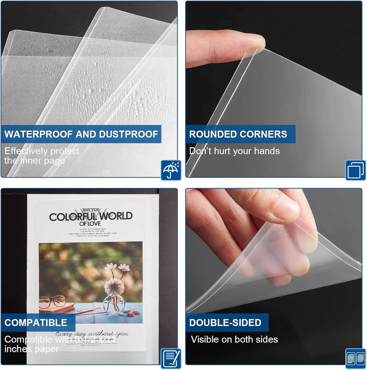 Jecery 10 Pcs 8.5 X 11” Rigid Print Protectors Clear Rigid Plastic Paper Page P