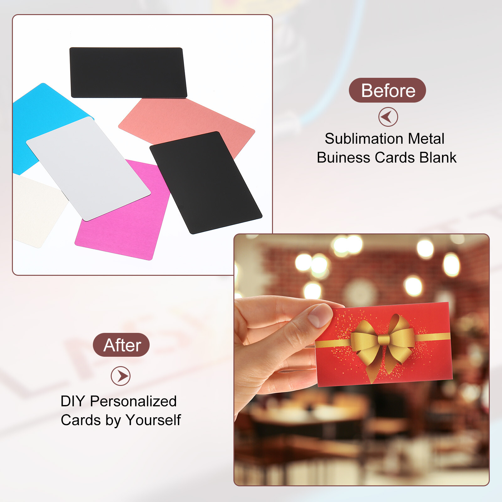 100pcs 0.45mm Metal Business Cards Laser Engraving Aluminum Card Matte Black