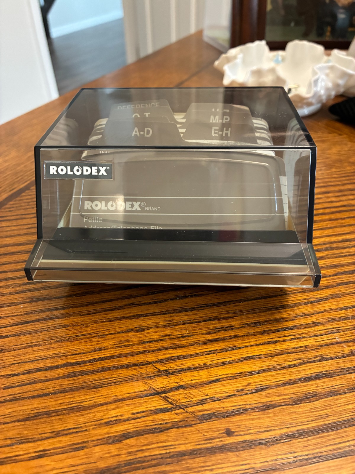Vintage Rolodex S-300 C Petite Address Card File Smoke Lid w/A-Z Dividers 2 Tone