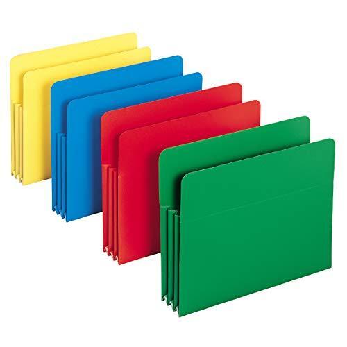 Smead Poly File Pocket, Straight-Cut Tab, 3-1/2″ Expansion, Letter Size,