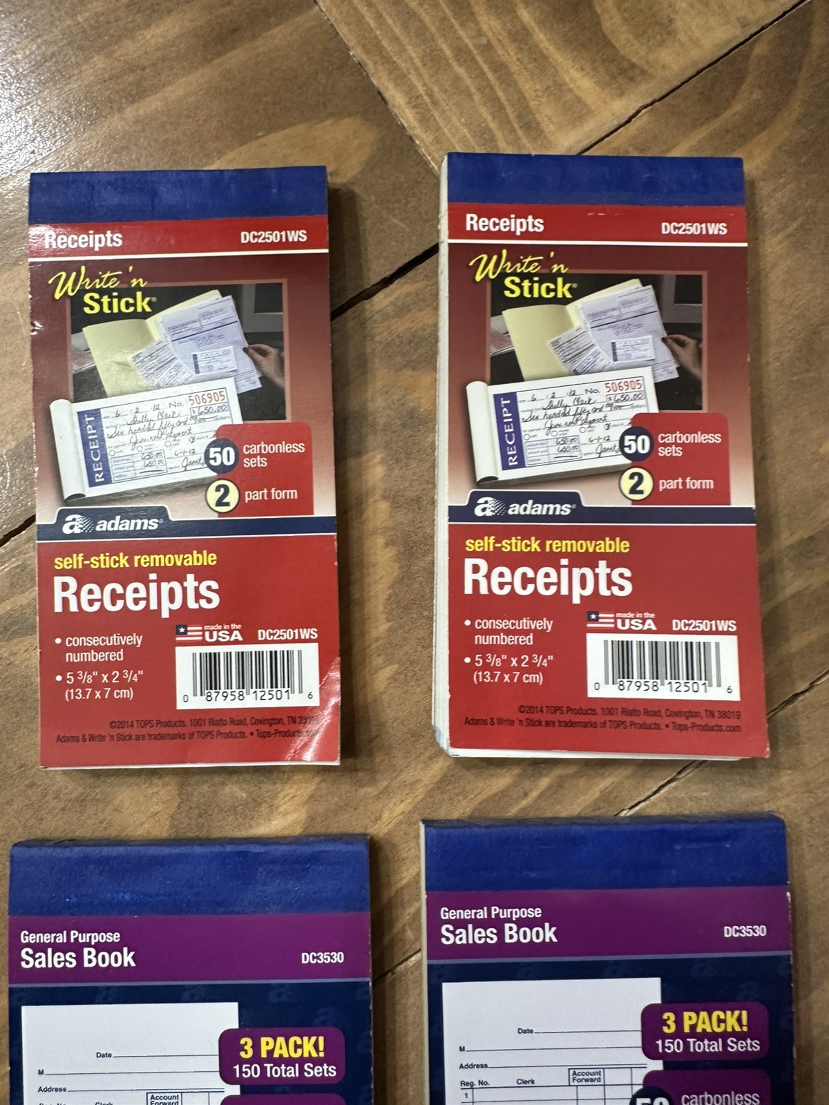 Adams General Purpose Sales Book & Receipts book 2-Part Lot of 4
