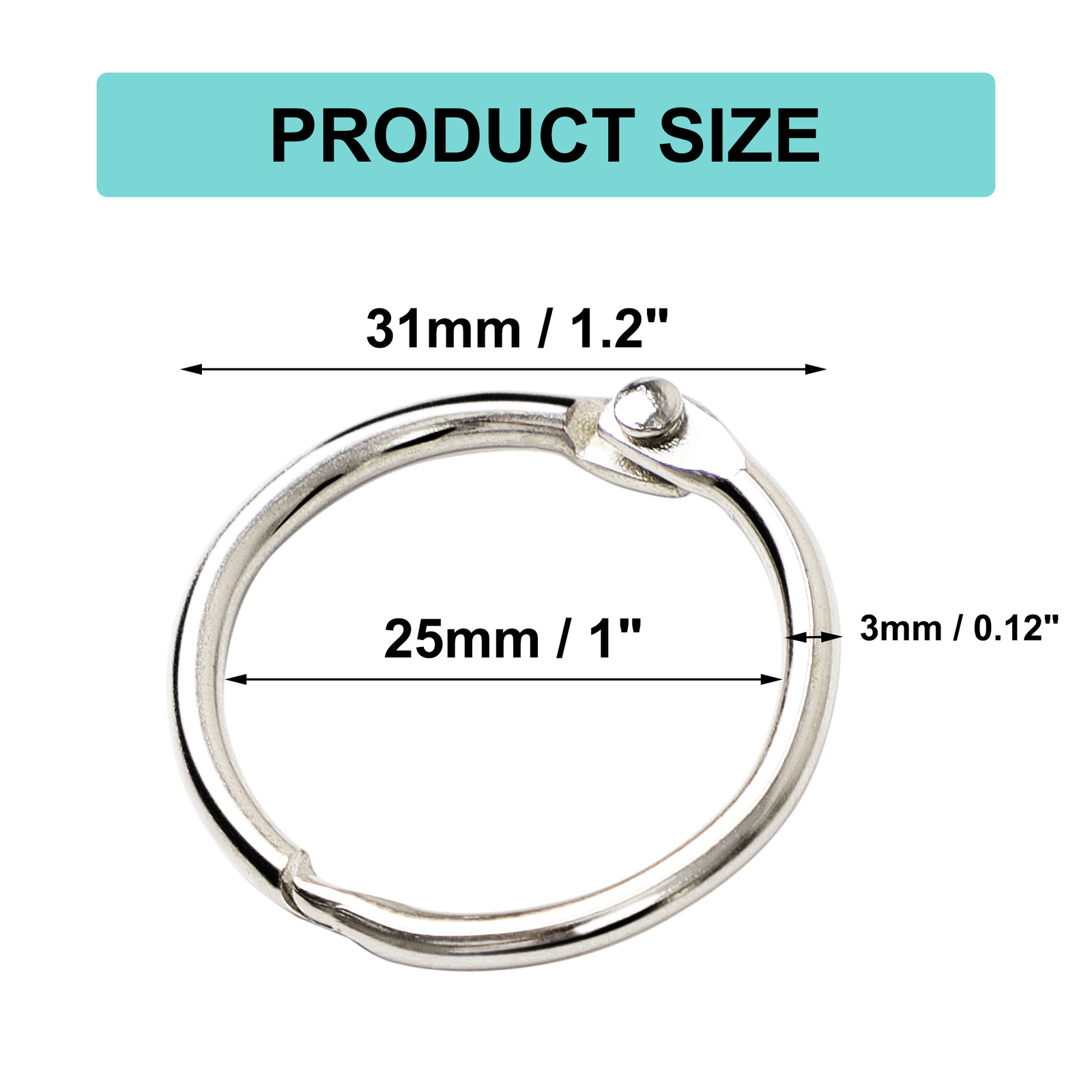 1″ Loose Leaf Binder Rings Metal 20 pcs Office Book Rings Hinge Locking Rings