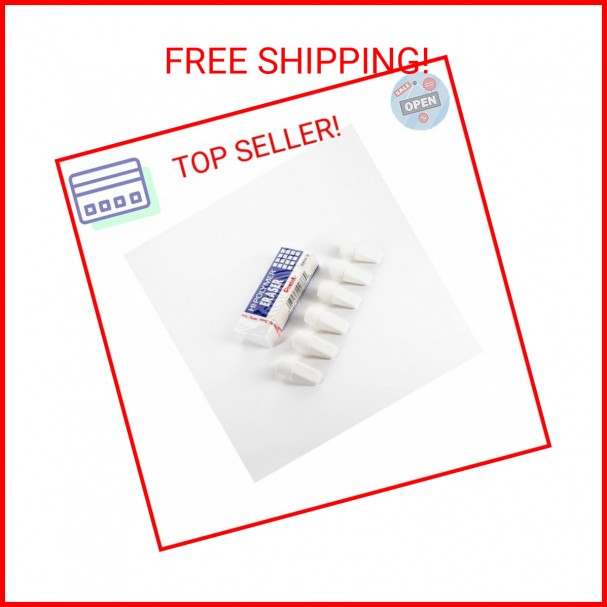 Pentel HI-Polymer Eraser Combo Pack, 6 Caps, 1 Large (ZEH0210BP7)