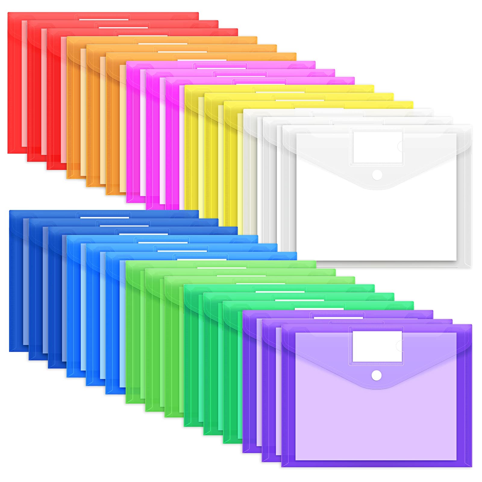 30 Pack 10 Color Plastic Envelopes Poly Envelopes, File Folders Clear Documen…
