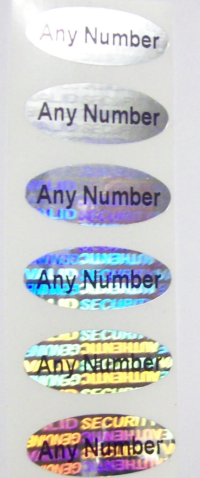 SVOc 1000 Custom Print SVAG Oval Hologram Tamper Evident Sticker Label Seals
