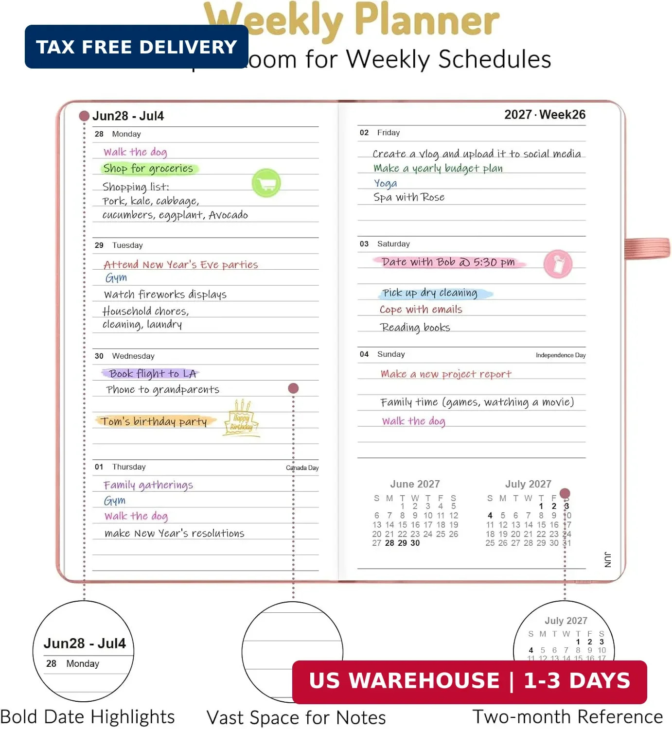 Forvencer Pocket Planner 2026-2027, Weekly Monthly Planners for Purse, 3.5″ x 6″
