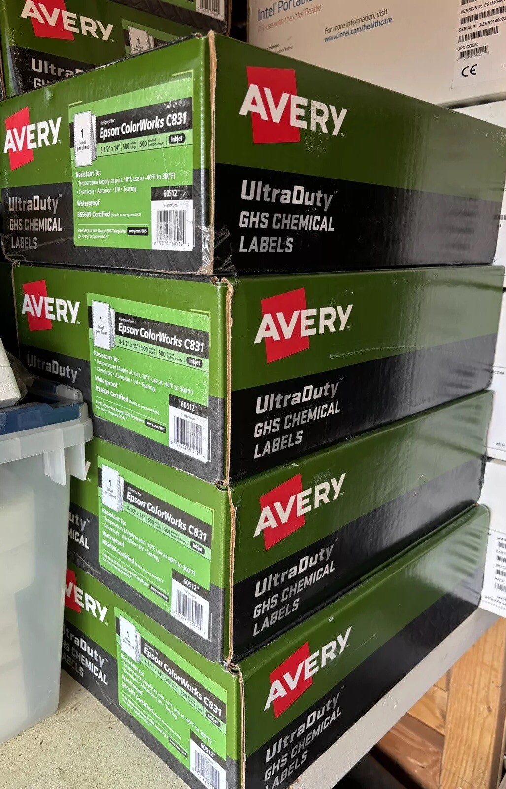 Avery UltraDuty GHS Chemical Waterproof UV Resistant 500 Labels 60512 Epson C831