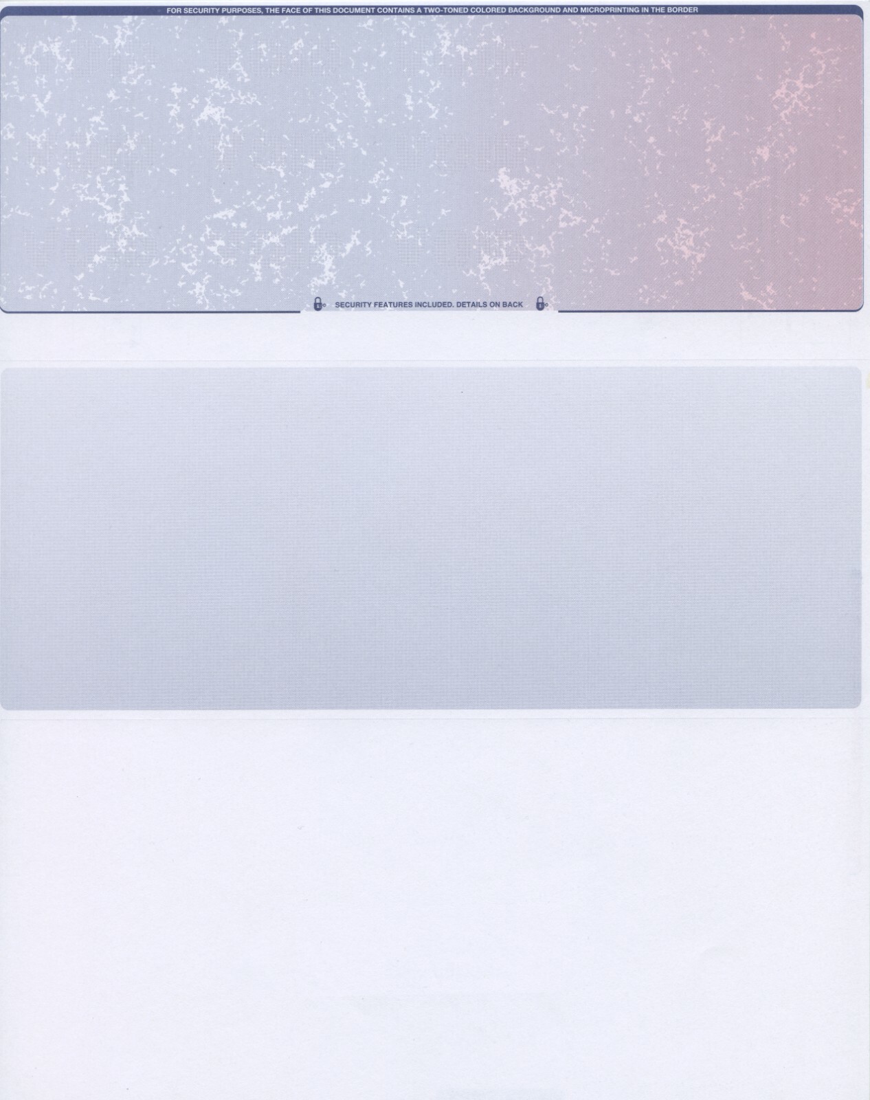 25 Blank Check Stock Paper – Check on Top – Blue/Red Prismatic