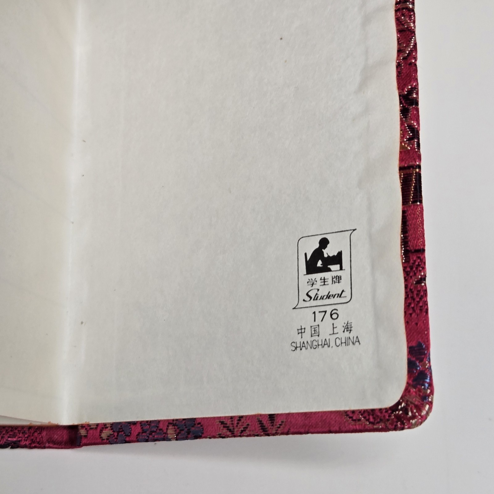 Shanghai, China Embroidered 176 Address Book – Red Silk Brocade Cover – VTG NOS