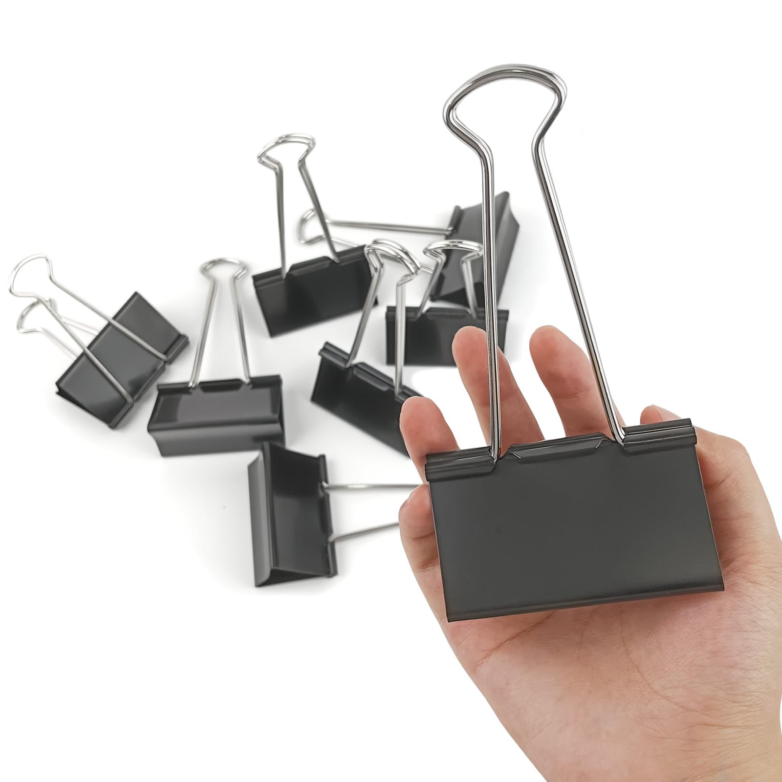 3-Inch Extra-Large DSTELIN Binder Clips – Heavy-Duty Black Paper Clamps, 75mm