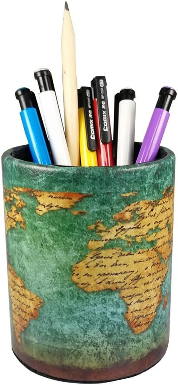 Vintage Pen Pencil Holder Cup Retro Pattern Desk Organizer for Home Office Bedro