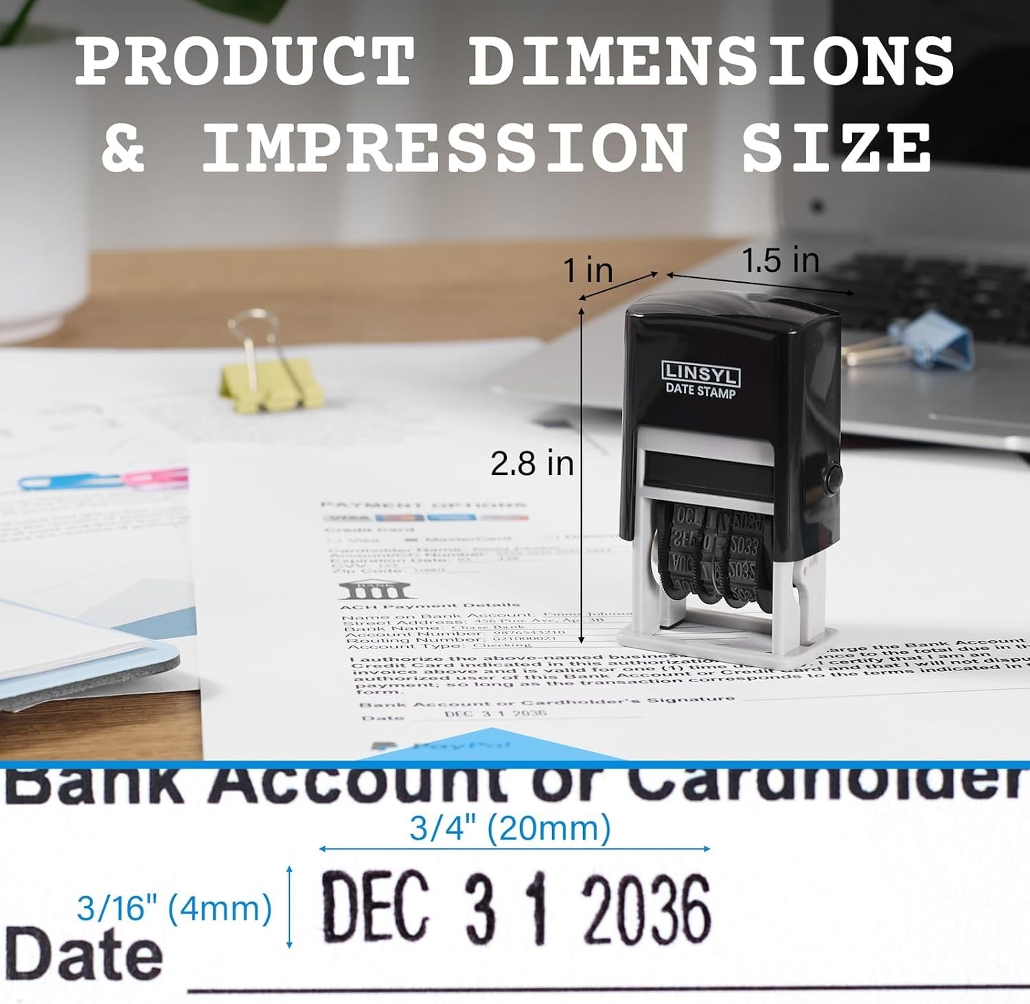 Self-Inking Rubber Date Stamp – Great for Shipping, Receiving, Expiratio…