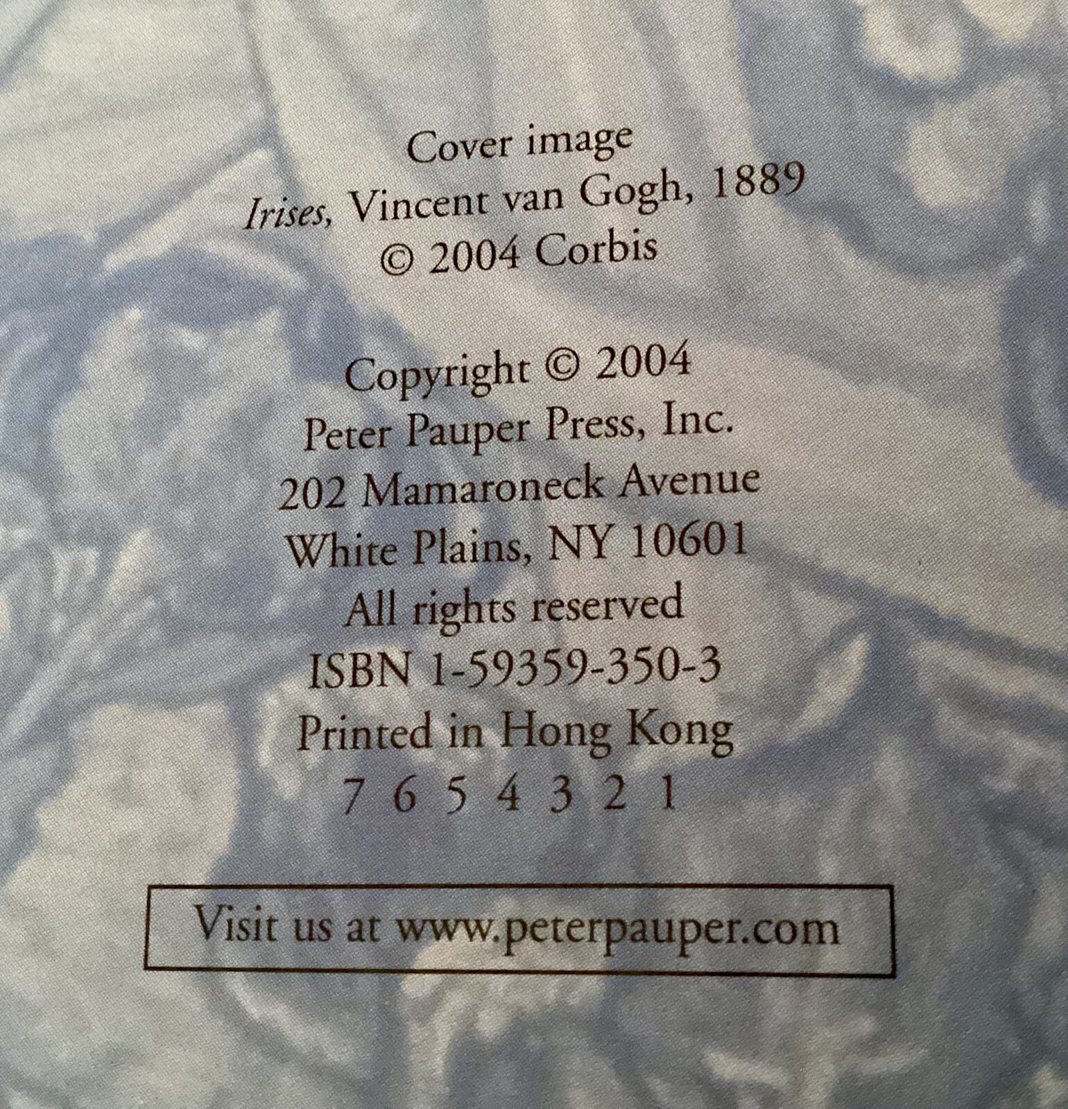 2004 Peter Pauper Press Lined Journal, Irises By Vincent Van Gogh, New/Unused