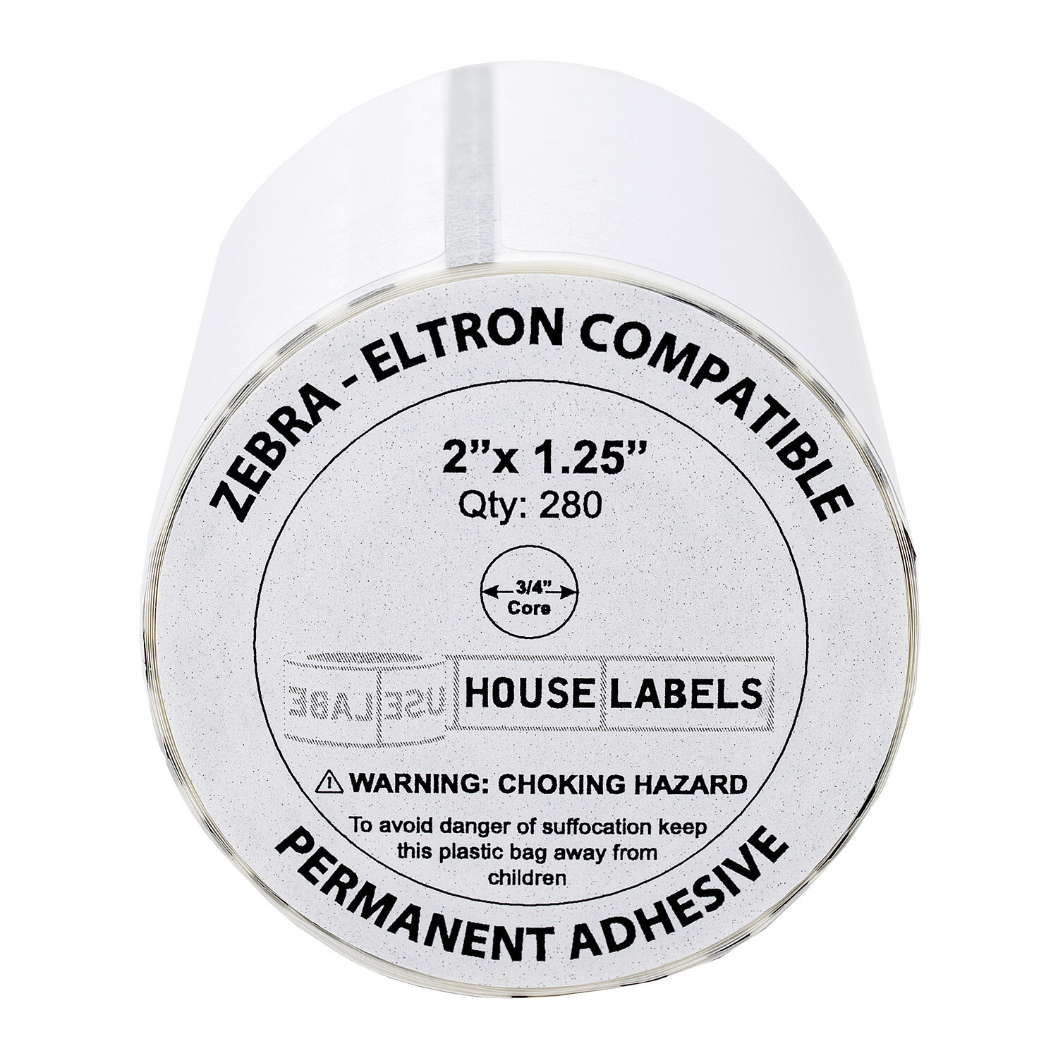 2″x1.25″ Direct Thermal Labels Mobile, 0.75″ Core Perforated 280 per 100 Rolls