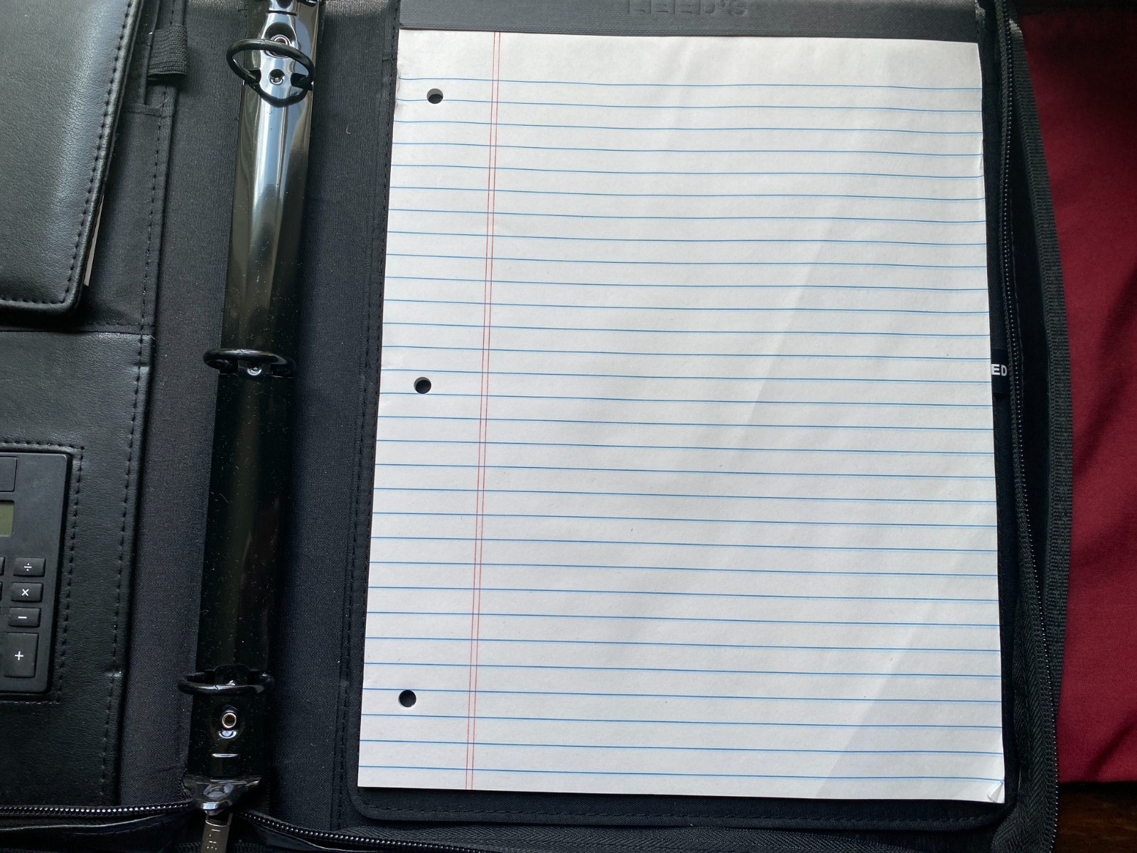 In Great Cond.-Leed’s Black Zip Up Portfolio Organizer Case-Pockets, Calculator