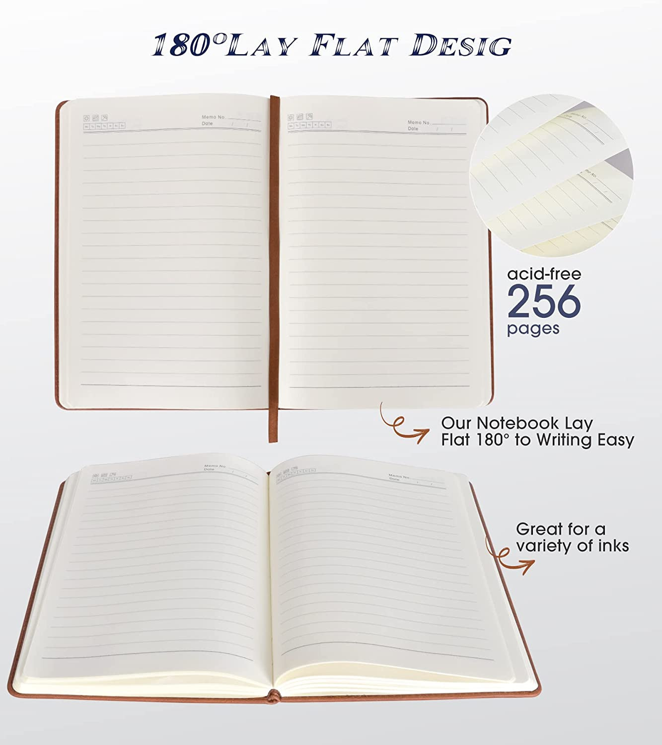 Lined Journal Notebook for Women Men,256 Pages A5 Hardcover Leather Journals for