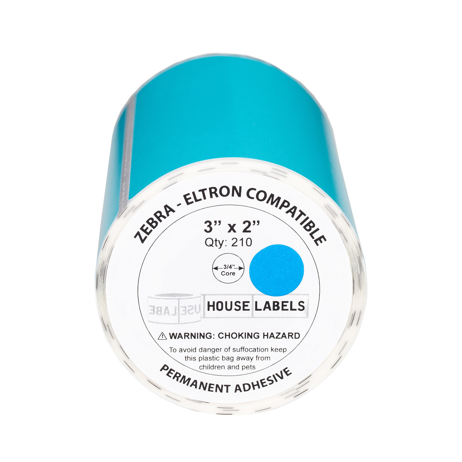 3″x2″ Direct Thermal BLUE Labels Mobile, 0.75″ Core 210 labels per 1 Roll