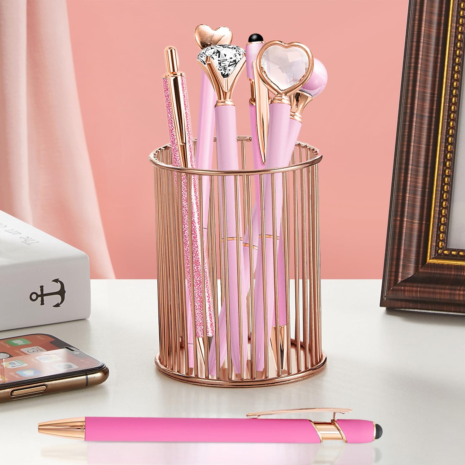 YOXMJDB Pink Pens for Women, 6 Pcs Cute Ballpoint Pen Bulk, 1.0mm