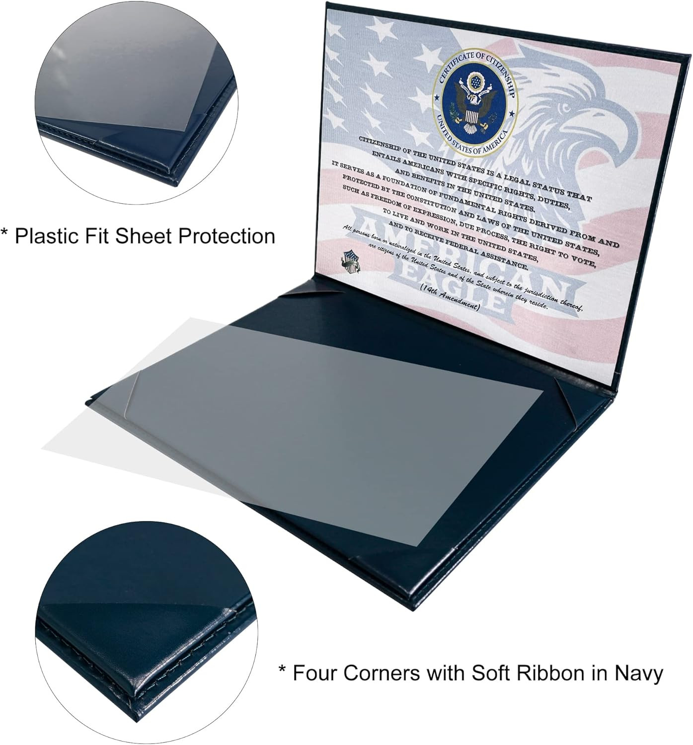 Deluxe US Citizenship Certificate Holder 2025 Naturalization Padded PU Leathe…