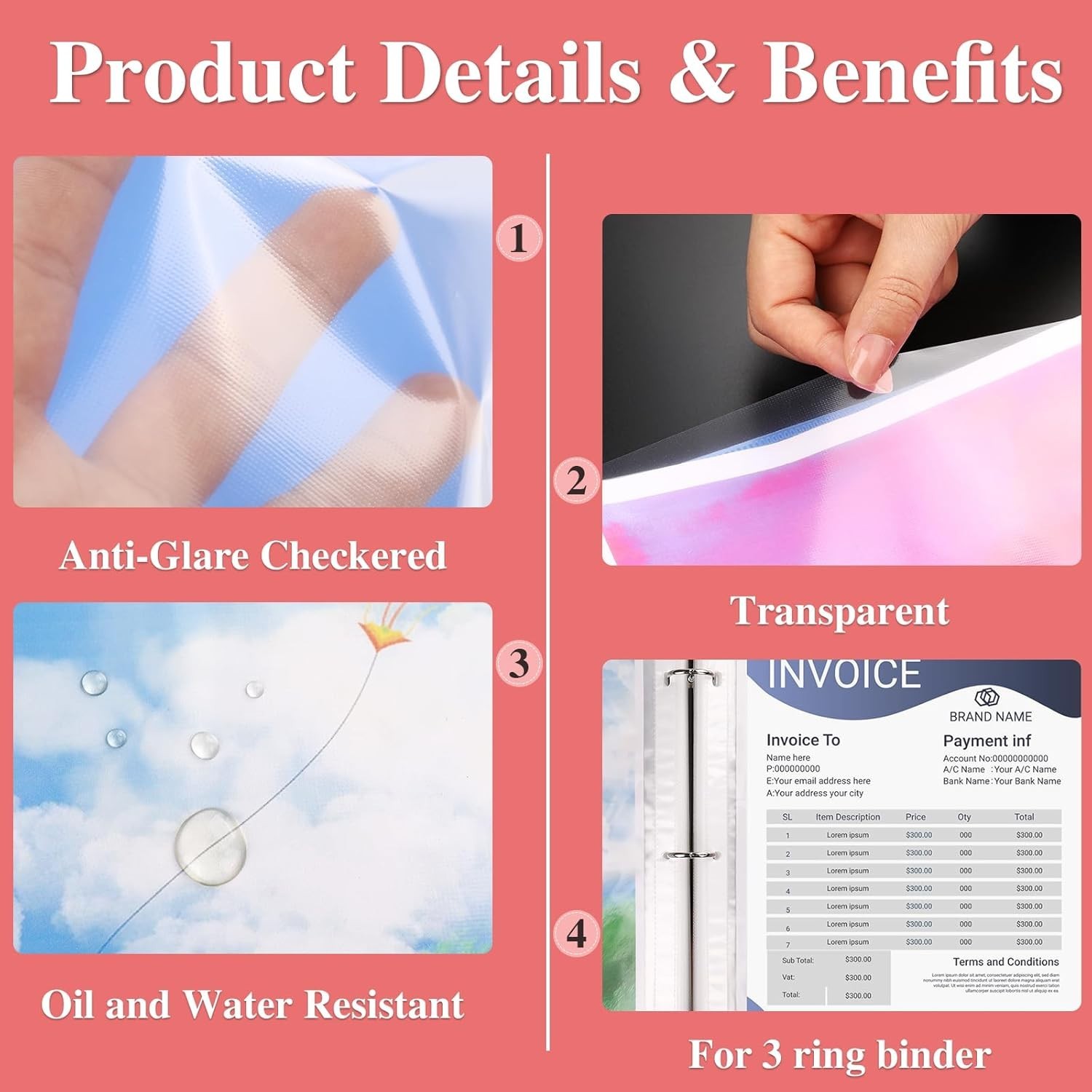 150/900Pk Sheet Protectors for 8.5 x 11 Inch Paper,Clear Plastic Sleeves for 3 R