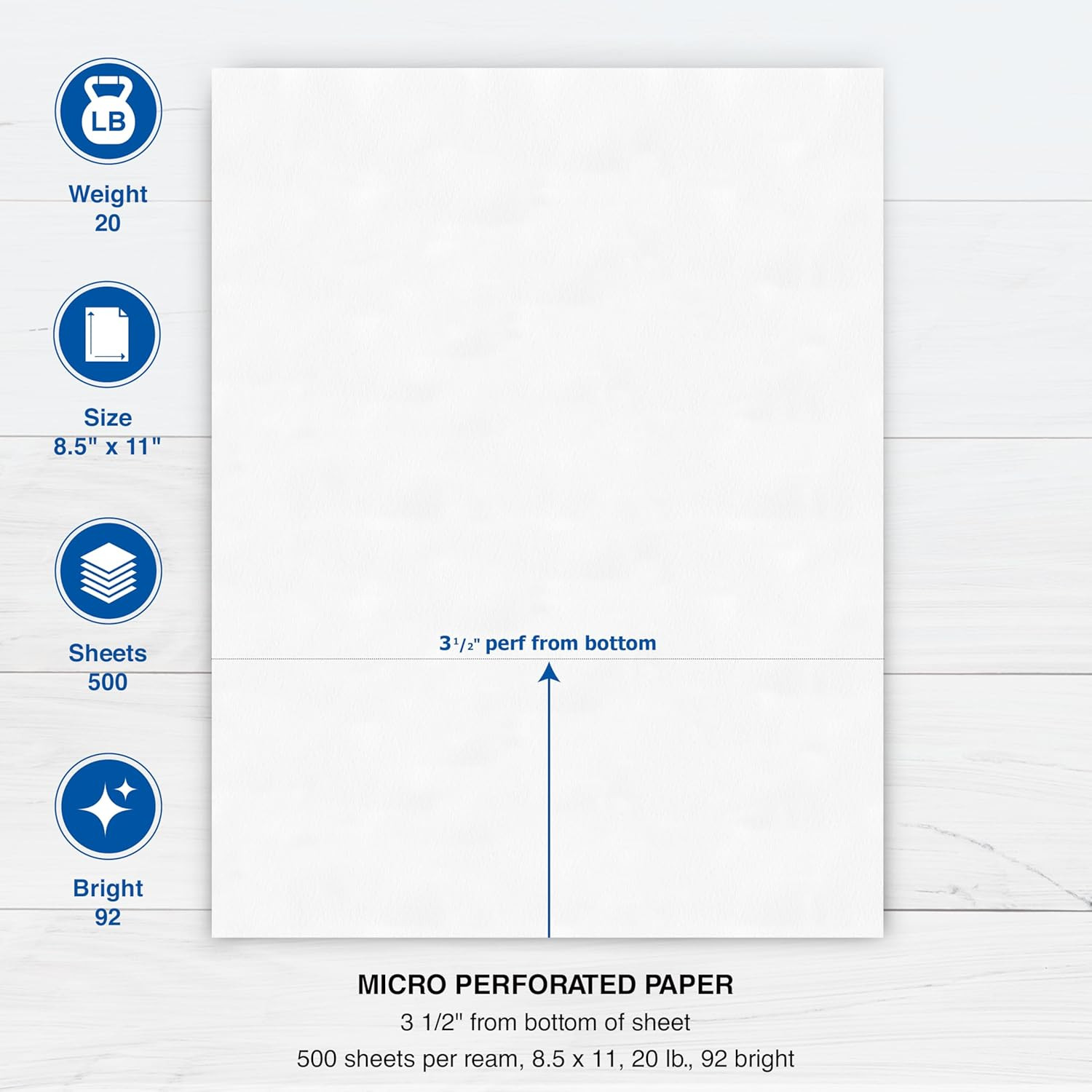 Professional 3 1/2″ Horizontal Perforated Paper 8.5” X 11” – Perfect for W-2, 10