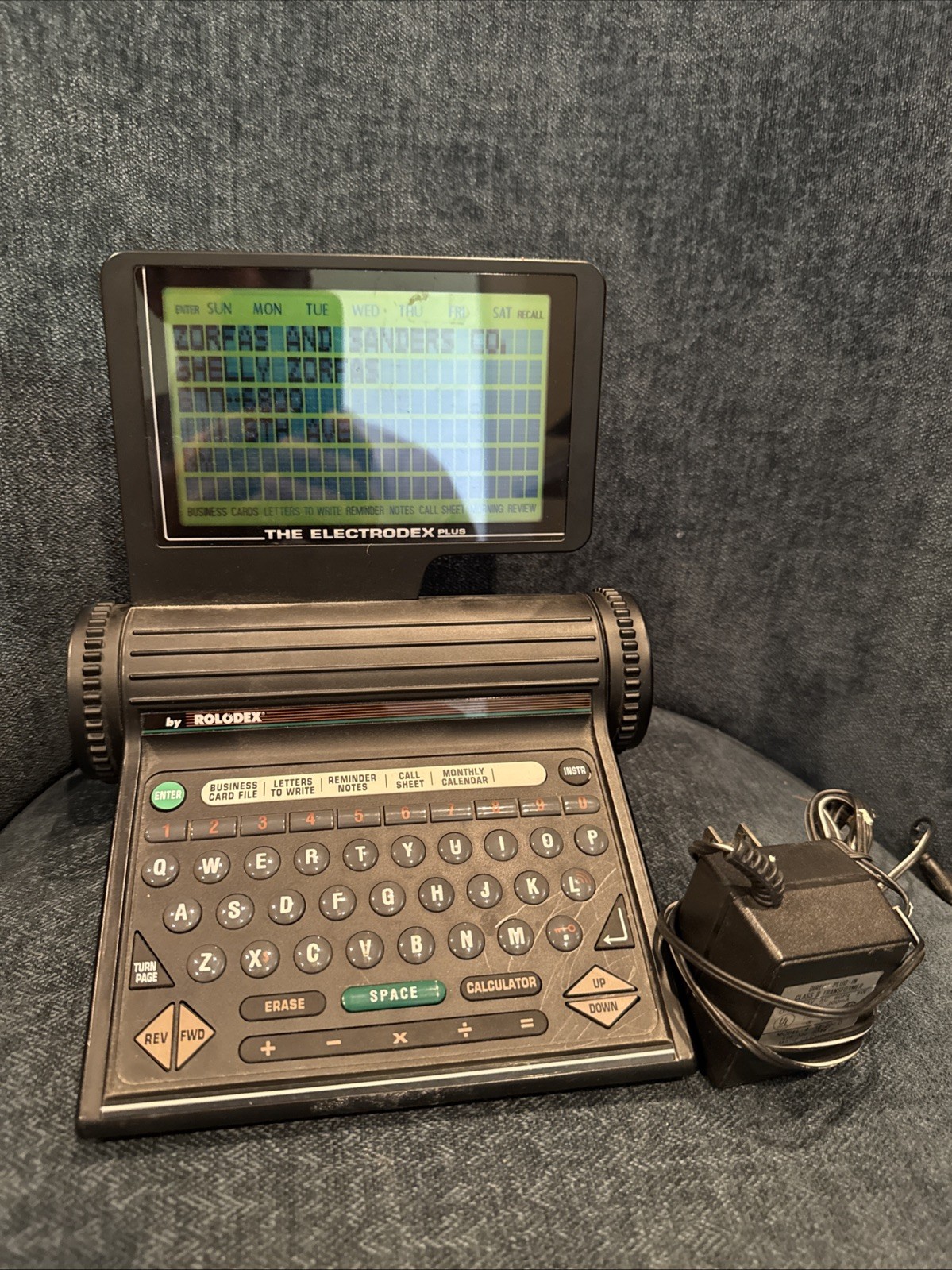 Vintage 1990 Rolodex Electrodex Plus 64K Electronic Organizer + AC Adapter