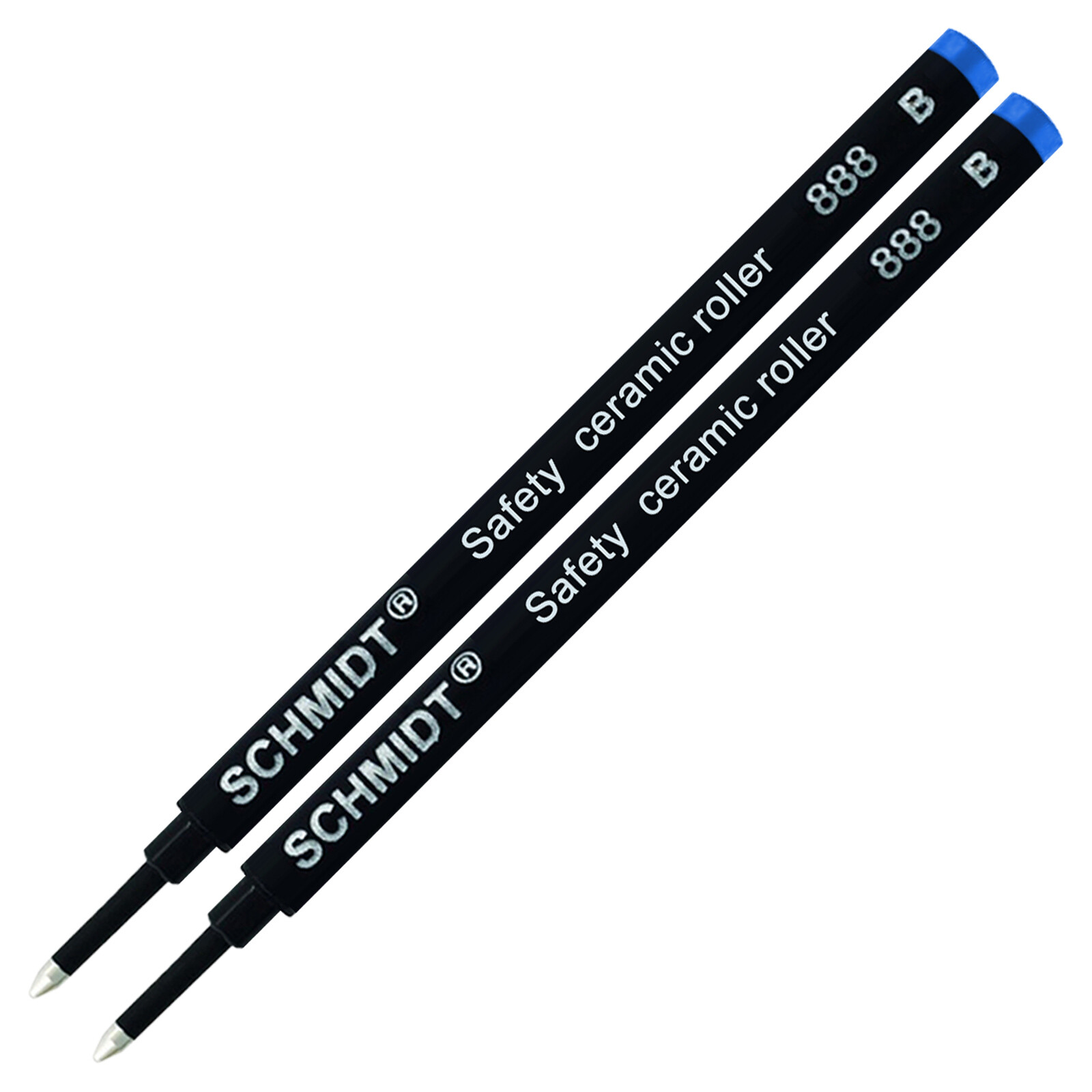 2X-Schmidt 888 B Safety Ceramic Tip Plastic Tube Rollerball Refills, Blue, Broad