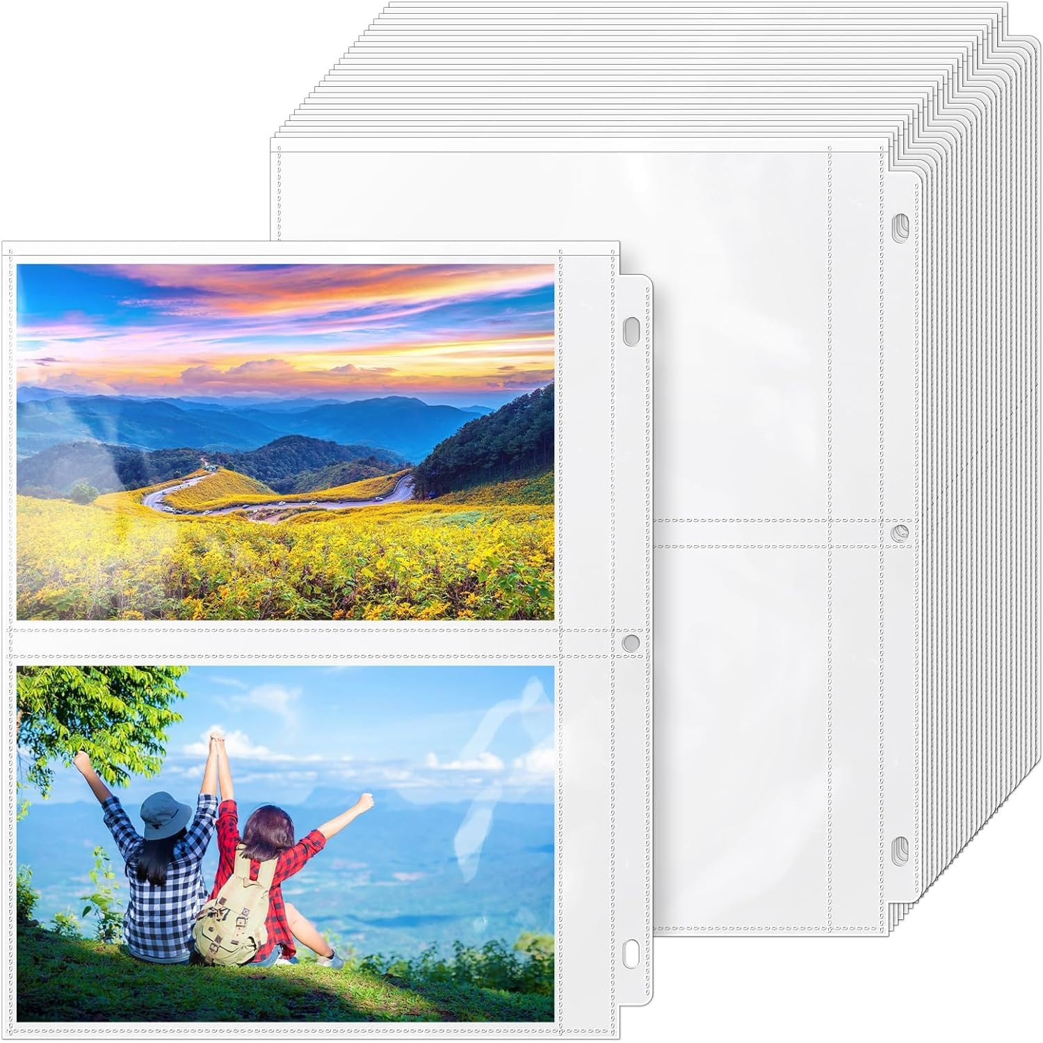 50 Pack 5″ x 7″ Clear Photo Sleeves for 3 Ring Binder, Double Sided 2-Pocket She