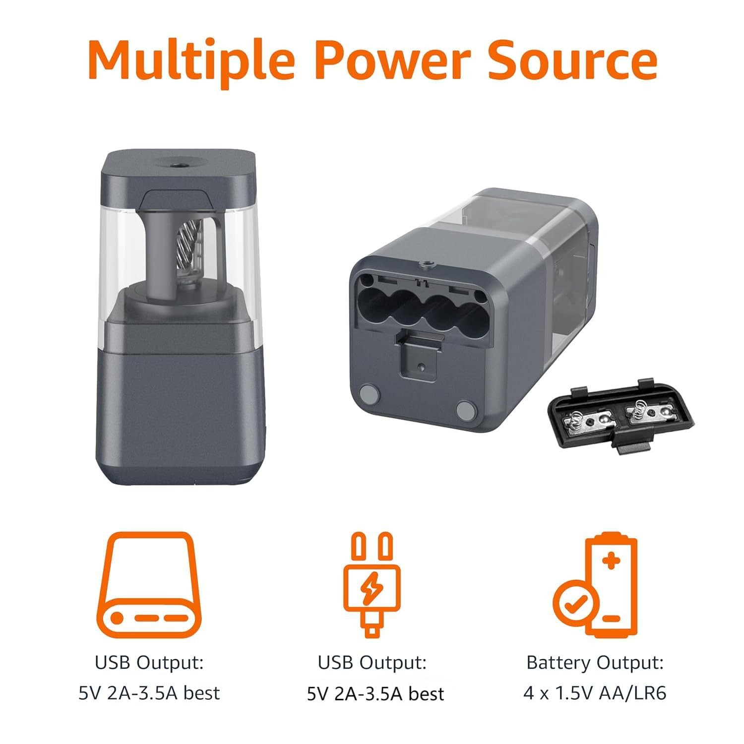 Portable Electric Pencil Sharpener, Easy to Use, Versatile, Helical Blade, Auto