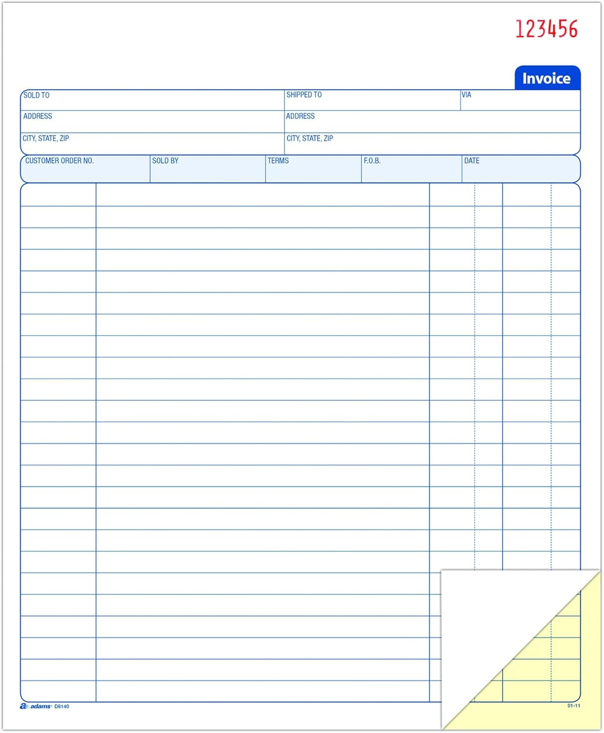 Invoice Book, 8-3/8 X 10-11/16 Inches, 2-Part, Carbonless, White/Canary, 50 Sets