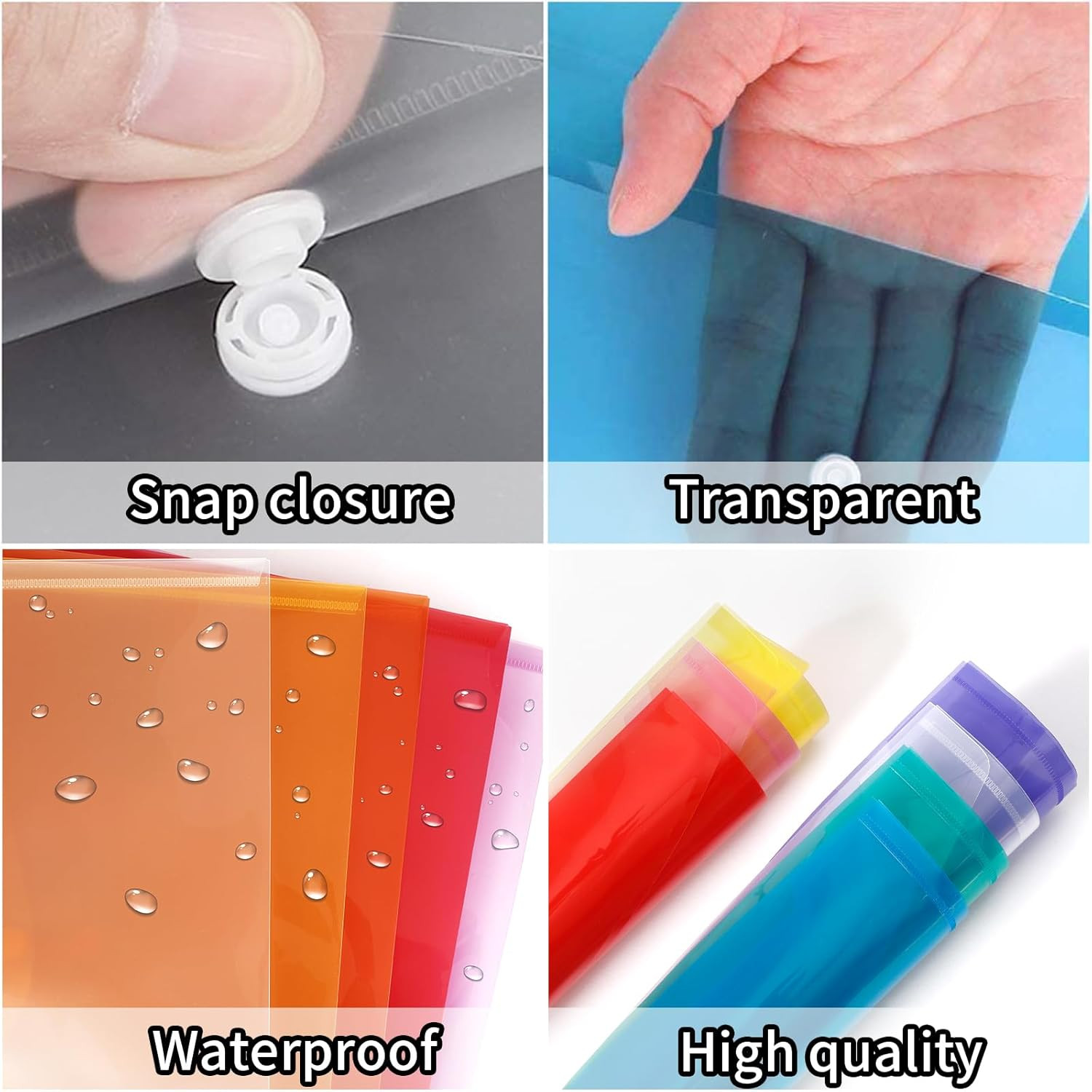 Plastic Document Envelopes Poly Snap Closure Folders A4 Letter Size 28 Pcs