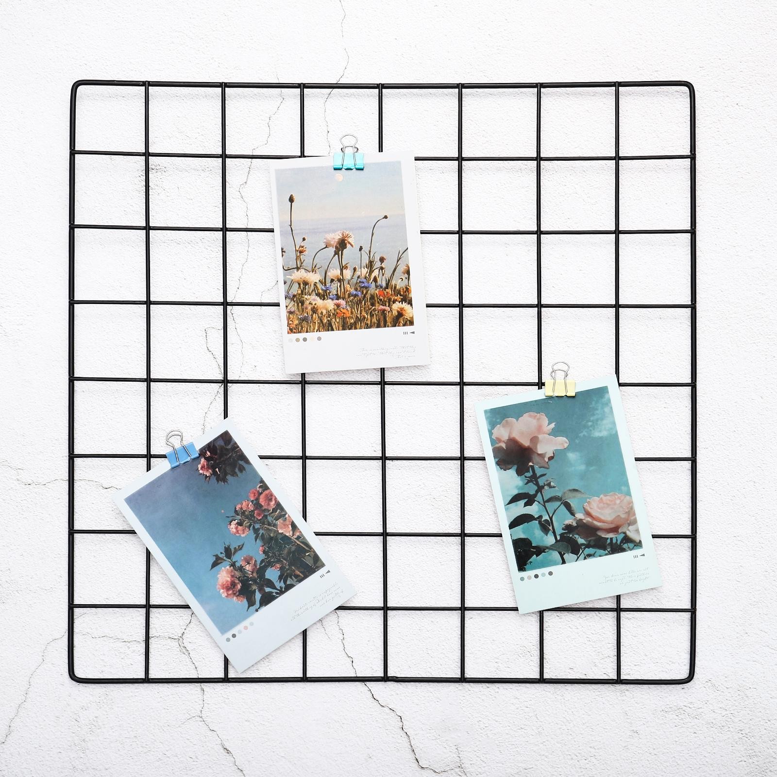 16″x16″ Wire Grid Panel, 1 Pack Wall Grid Decorative Board Photo Display Black