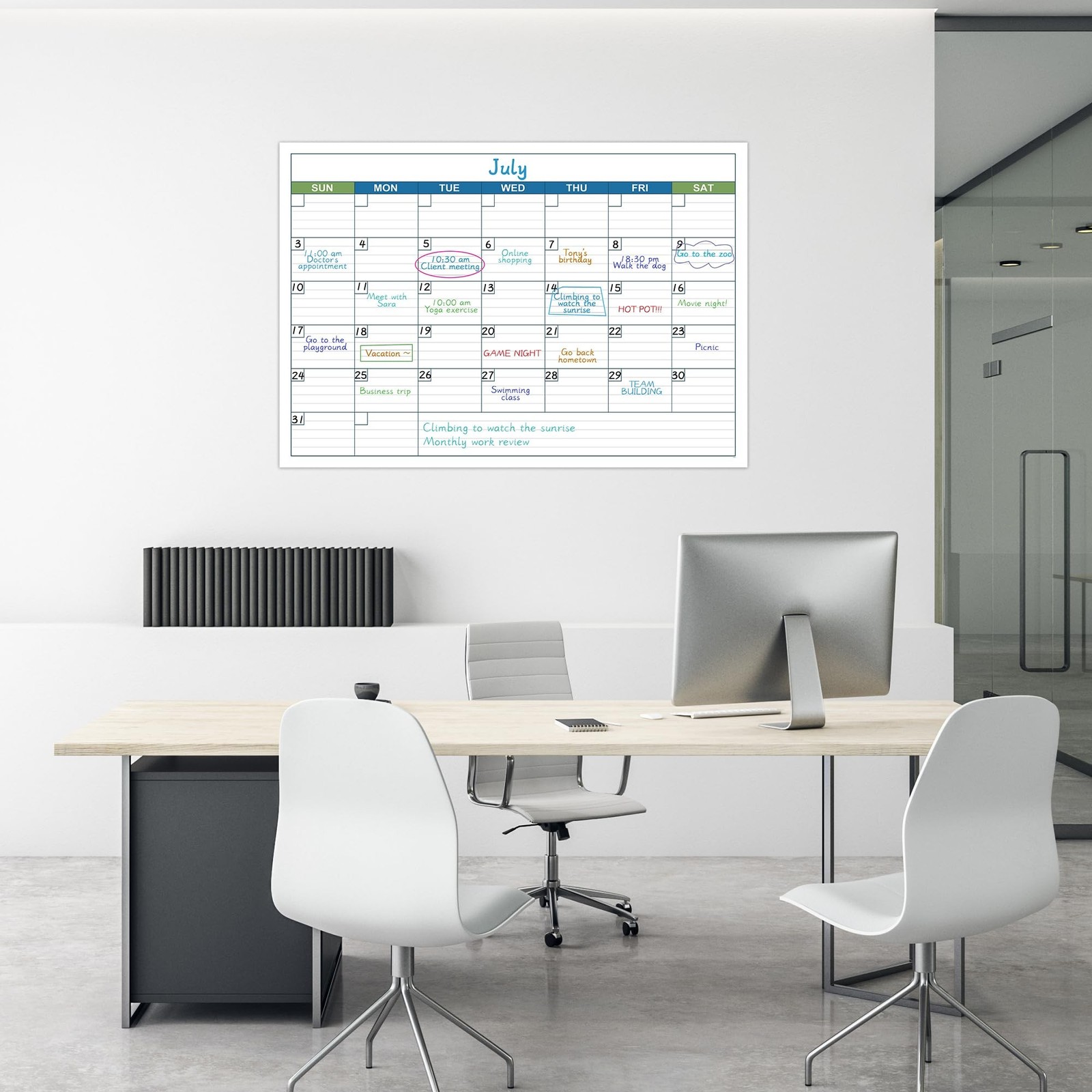 Large Dry Erase Calendar – Undated 1 Month Dry Erase Calendar for Wall, 40″ x…