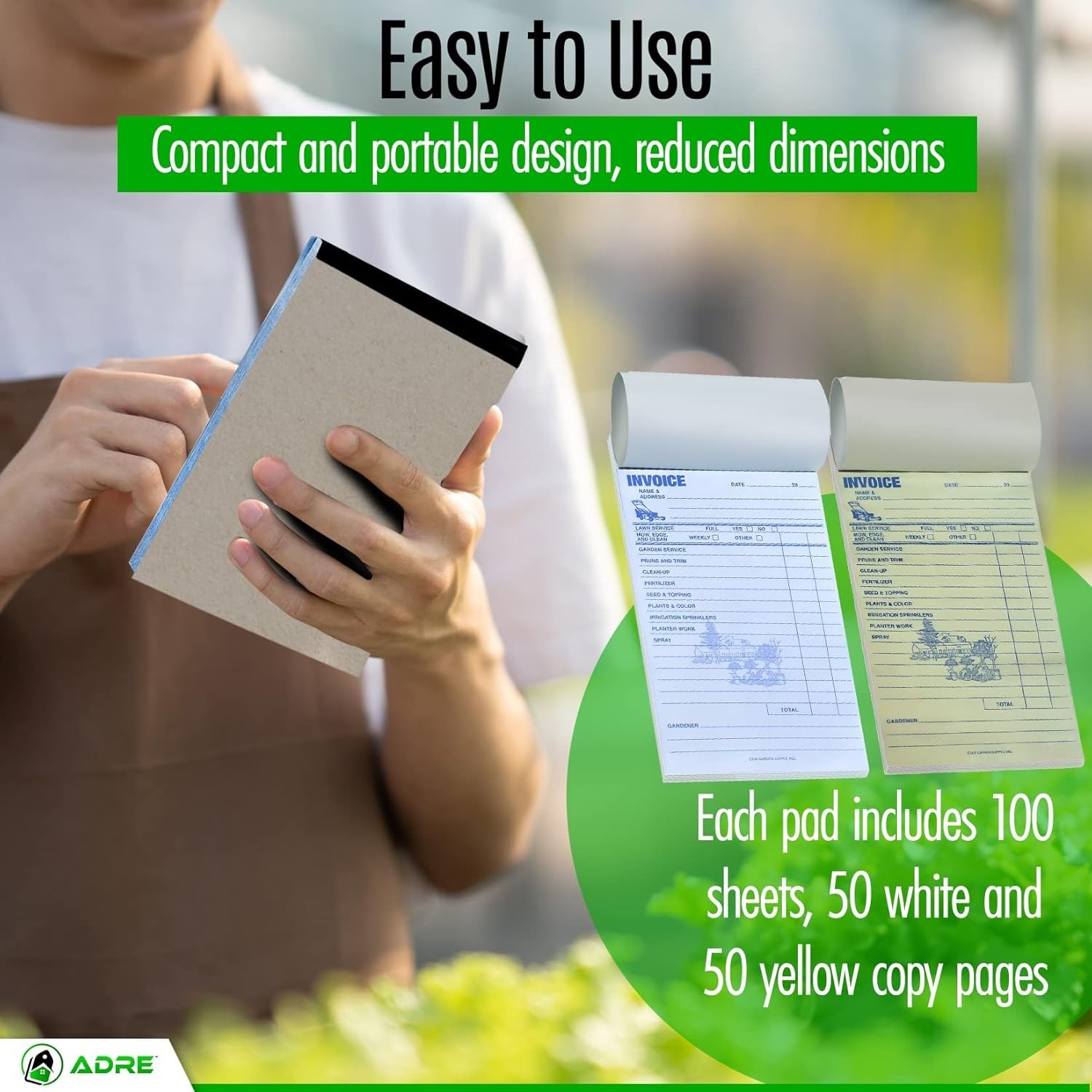 Professional Garden Service Invoice Book 50 Sets Includes Copy Invoice 100 Pages