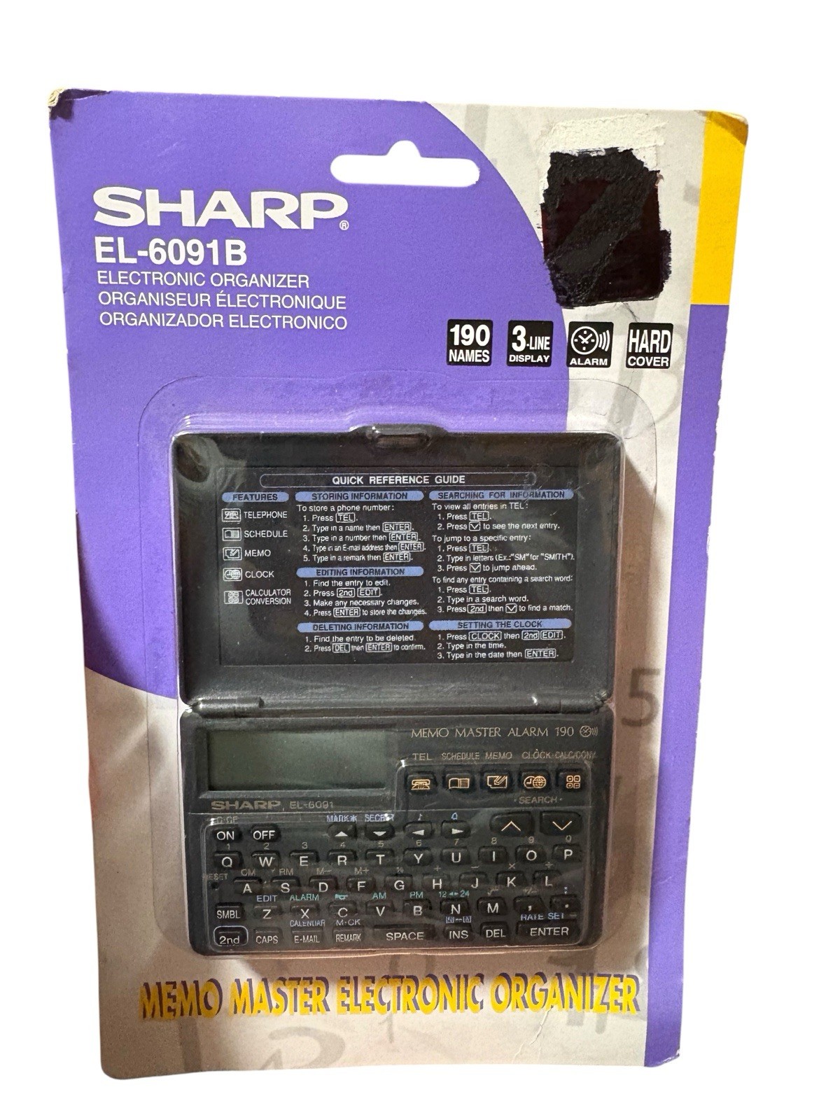 New Sharp EL-6090B Electronic Organizer Memo Master Alarm 130 NEW SEALED
