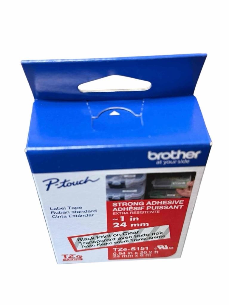 NEW Genuine Brother P-Touch TZe-S151 1″ Black Print on Clear Label Tape Strong