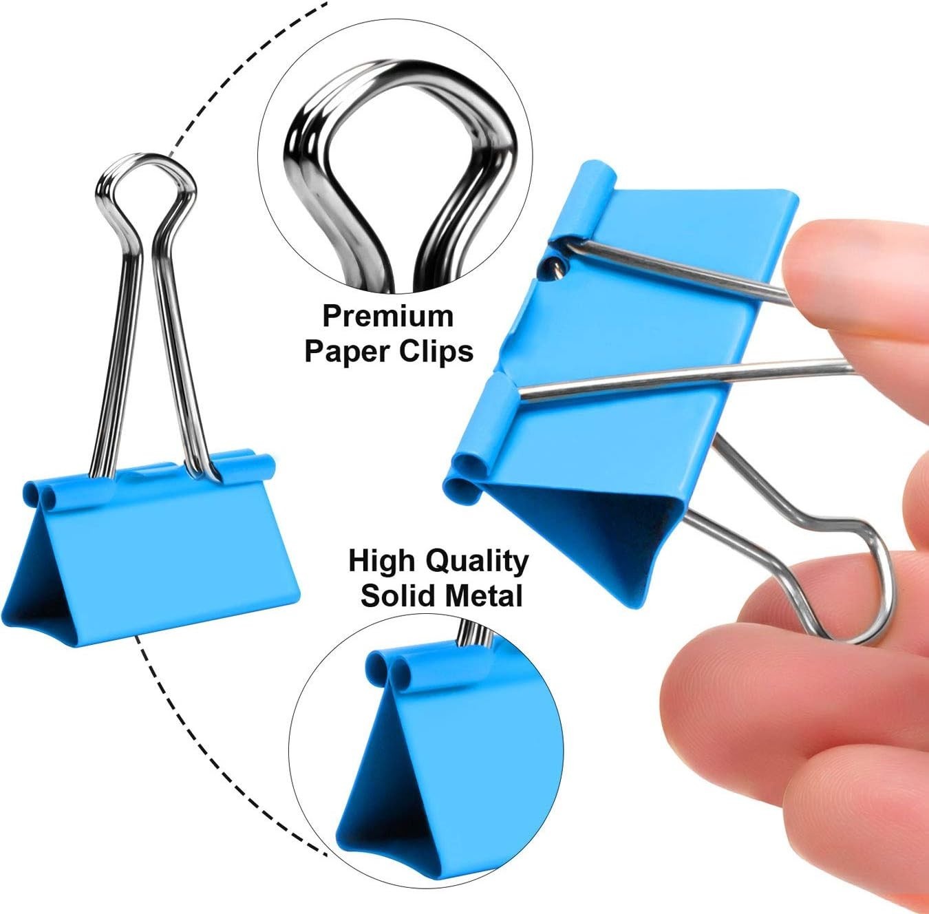 100 Heavy-Duty Assorted Binder Clips – Durable Tempered Steel, Colorful Design