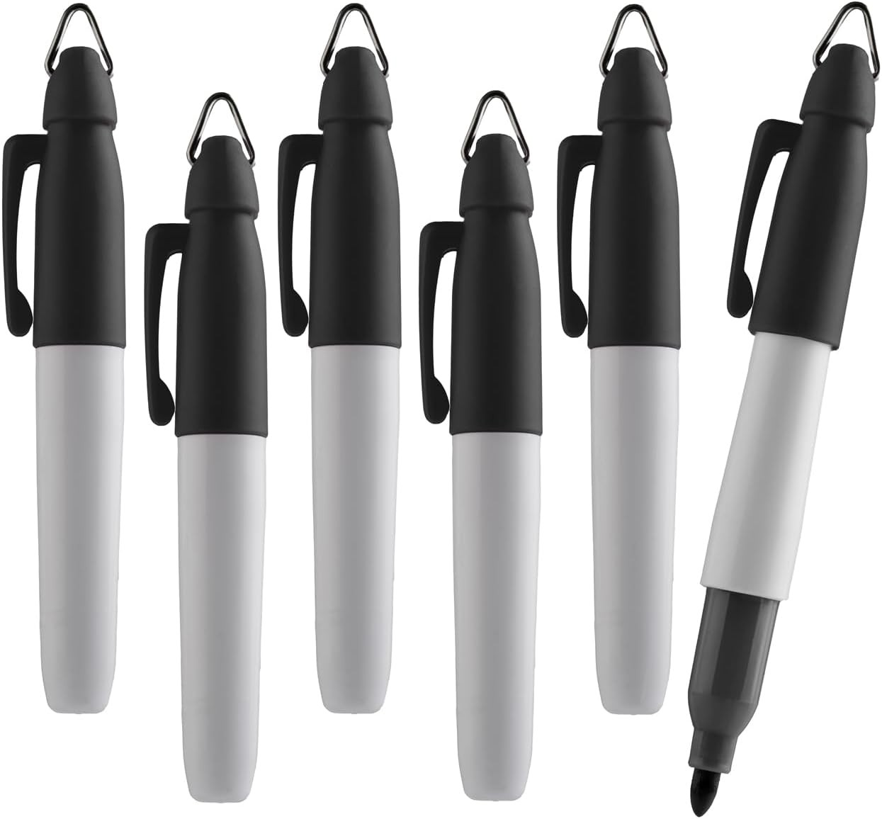 Mini Permanent Markers, Assorted Colours, Fine Point, 6 Count (Black)