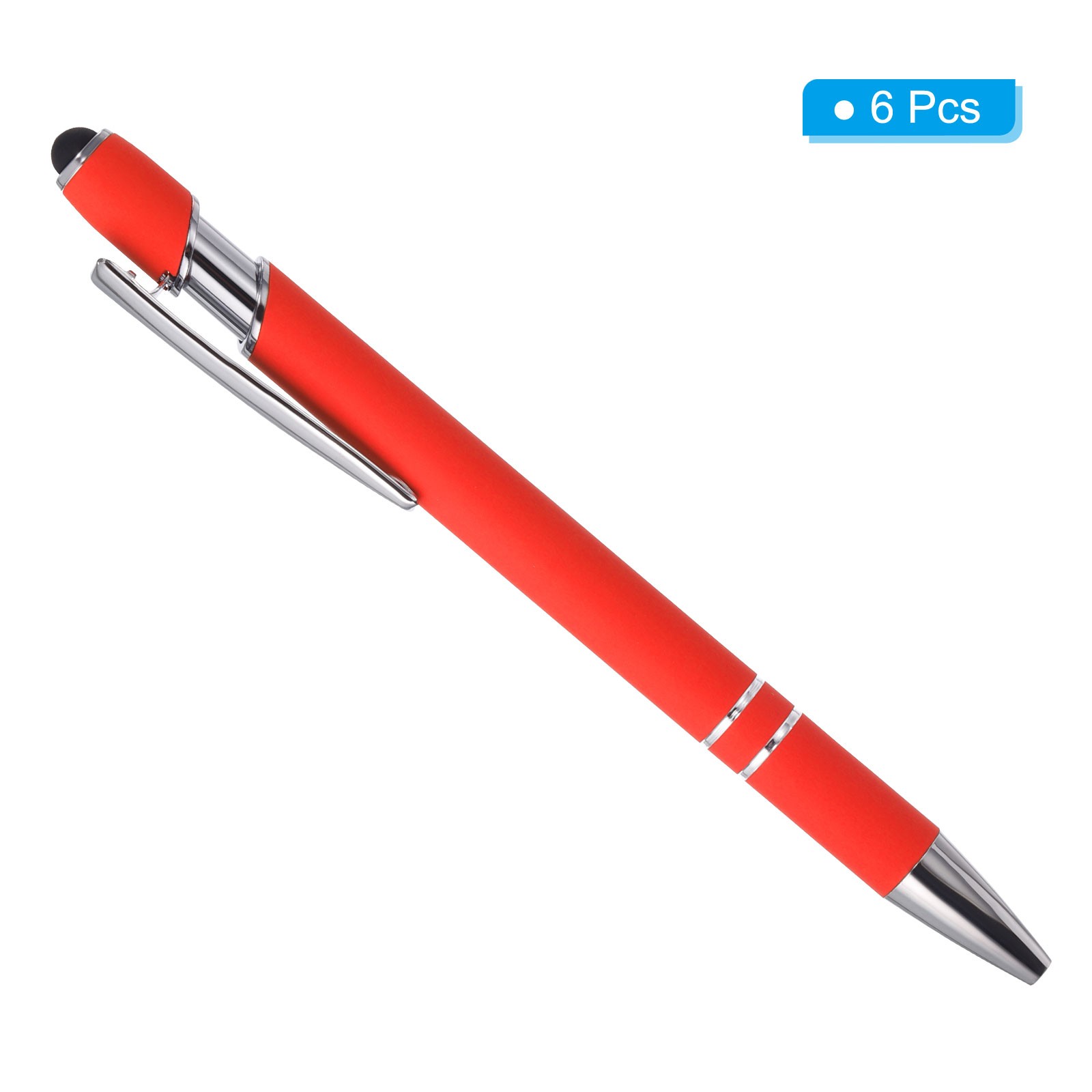Ballpoint Pen with Tip, 6 Pack 2 in 1 Metal Pen Style 1, Pink