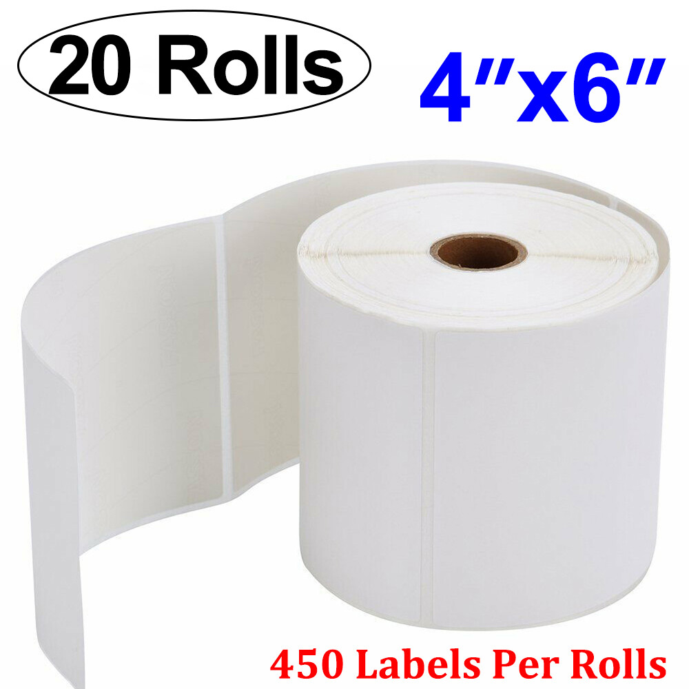 20 Rolls 4×6 Direct Thermal Shipping Labels 450/roll For Zebra 2844 ZP450 Eltron