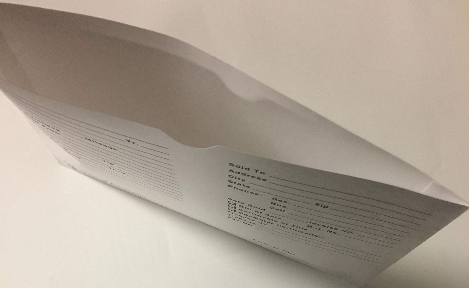 A Plus Car Record Envelope 19 Vehicle Dealer Jackets 100 Quantity White V3